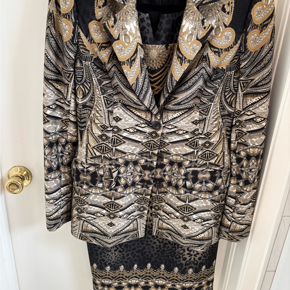 Elegant Women's Patterned Jacket with matching dress